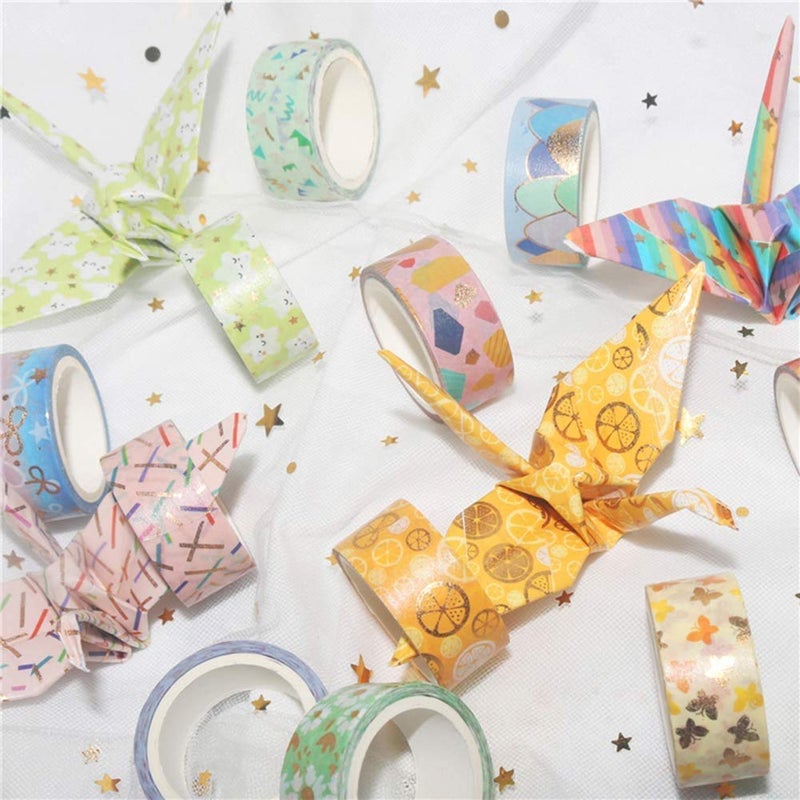 YUBBAEX Floral Gold Washi Tape Set VSCO Foil Masking Tape Decorative for Arts, DIY Crafts, Journal Supplies, Planners, Scrapbook, Card/Gift Wrapping -15mm- (Spring 12 Rolls) - Image 3